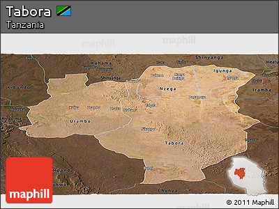 Satellite Panoramic Map of Tabora, darken