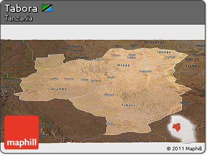 Satellite Panoramic Map of Tabora, darken