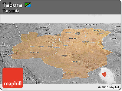 Satellite Panoramic Map of Tabora, desaturated