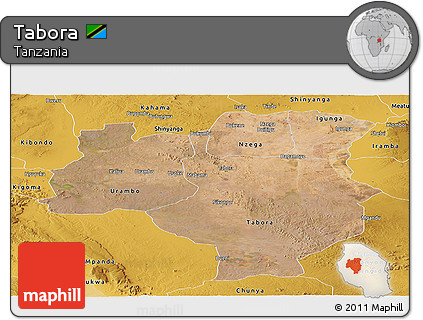 Satellite Panoramic Map of Tabora, physical outside