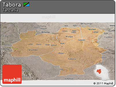 Satellite Panoramic Map of Tabora, semi-desaturated