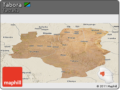 Satellite Panoramic Map of Tabora, shaded relief outside