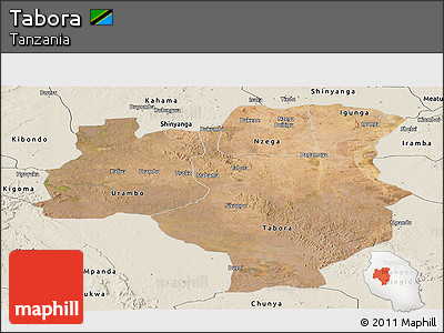Satellite Panoramic Map of Tabora, shaded relief outside