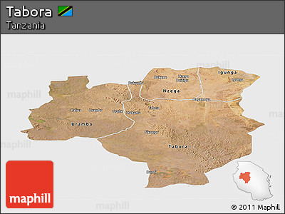 Satellite Panoramic Map of Tabora, single color outside