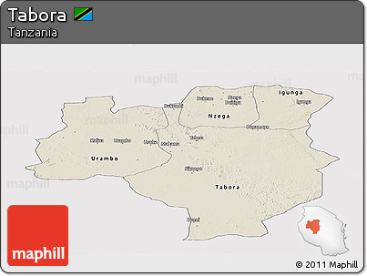Shaded Relief Panoramic Map of Tabora, cropped outside