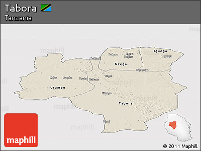 Shaded Relief Panoramic Map of Tabora, cropped outside