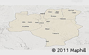 Shaded Relief Panoramic Map of Tabora, lighten, semi-desaturated