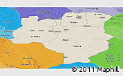 Shaded Relief Panoramic Map of Tabora, political shades outside