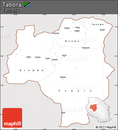 Classic Style Simple Map of Tabora, cropped outside