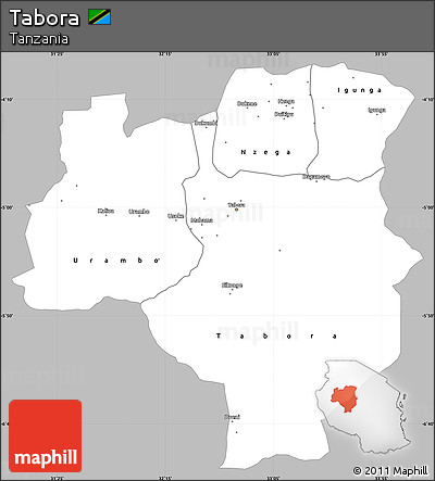 Gray Simple Map of Tabora, single color outside