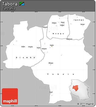 Gray Simple Map of Tabora, single color outside