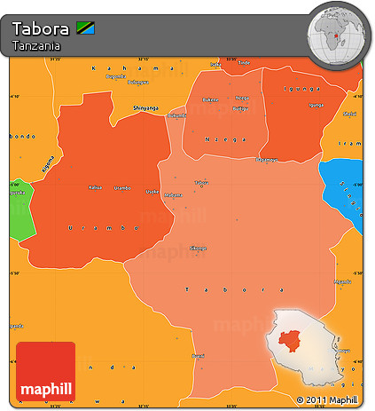 Political Shades Simple Map of Tabora, political outside