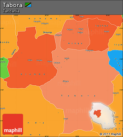 Political Shades Simple Map of Tabora, political outside