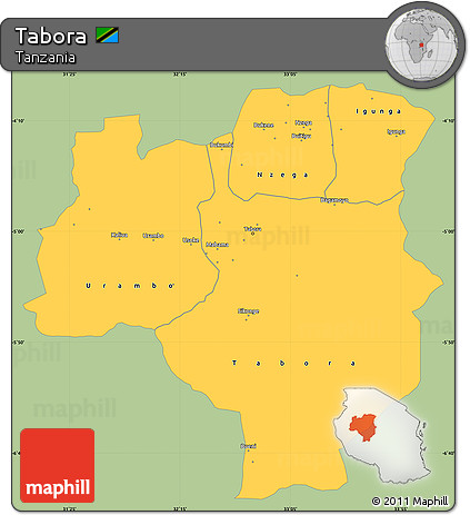 Savanna Style Simple Map of Tabora, single color outside