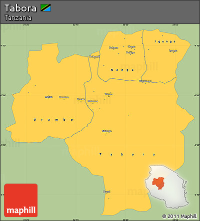 Savanna Style Simple Map of Tabora, single color outside