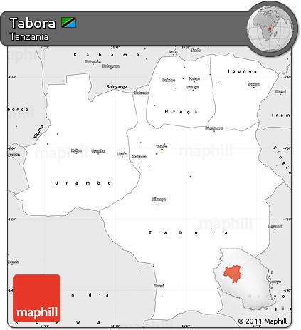 Silver Style Simple Map of Tabora