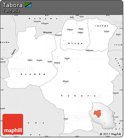 Silver Style Simple Map of Tabora