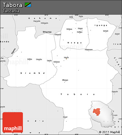 Silver Style Simple Map of Tabora