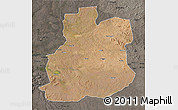 Satellite 3D Map of Urambo, darken, semi-desaturated