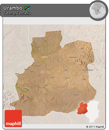 Satellite 3D Map of Urambo, lighten