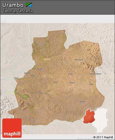 Satellite 3D Map of Urambo, lighten