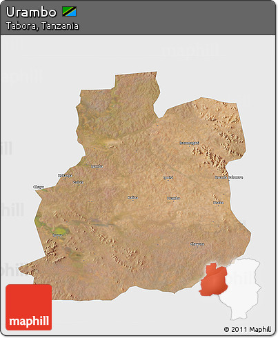 Satellite 3D Map of Urambo, single color outside