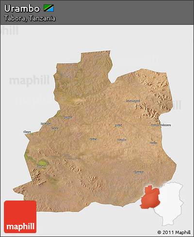 Satellite 3D Map of Urambo, single color outside