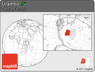 Blank Location Map of Urambo, highlighted parent region