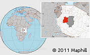 Gray Location Map of Urambo, highlighted country, highlighted parent region