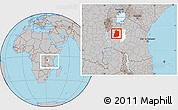Gray Location Map of Urambo, highlighted parent region, within the entire country