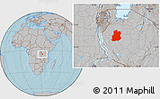 Gray Location Map of Urambo, hill shading