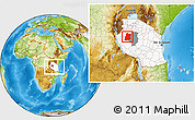 Physical Location Map of Urambo, highlighted country, highlighted parent region, within the entire country