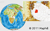 Physical Location Map of Urambo, highlighted country