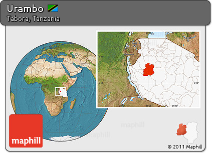 Satellite Location Map of Urambo, highlighted country