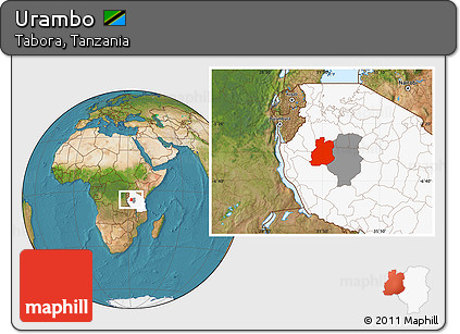 Satellite Location Map of Urambo, highlighted country, highlighted parent region
