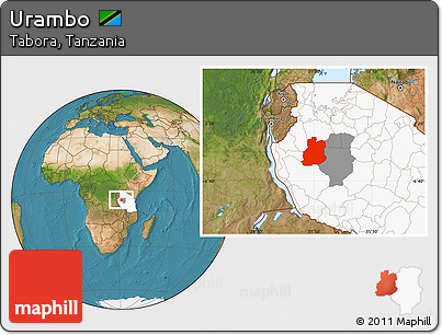 Satellite Location Map of Urambo, highlighted country, highlighted parent region