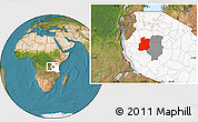 Satellite Location Map of Urambo, highlighted country, highlighted parent region