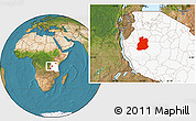 Satellite Location Map of Urambo, highlighted country