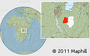 Savanna Style Location Map of Urambo, highlighted parent region, hill shading