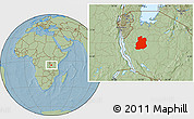Savanna Style Location Map of Urambo, hill shading
