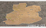Satellite Panoramic Map of Urambo, darken, semi-desaturated