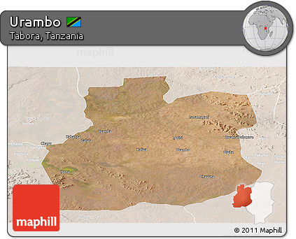 Satellite Panoramic Map of Urambo, lighten