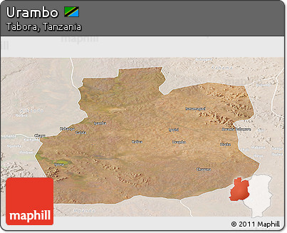 Satellite Panoramic Map of Urambo, lighten
