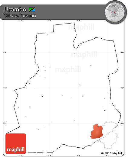 Blank Simple Map of Urambo, cropped outside, no labels