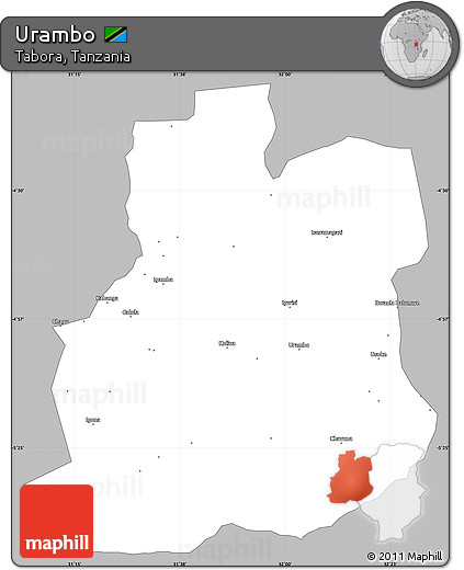 Gray Simple Map of Urambo, single color outside