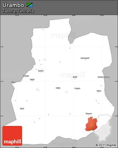 Gray Simple Map of Urambo, single color outside