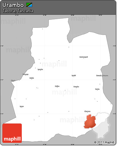Gray Simple Map of Urambo, single color outside