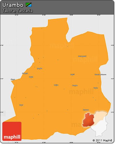 Political Simple Map of Urambo, single color outside