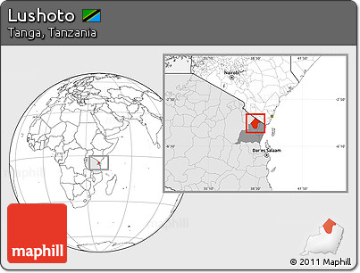 Blank Location Map of Lushoto, highlighted country, highlighted parent region