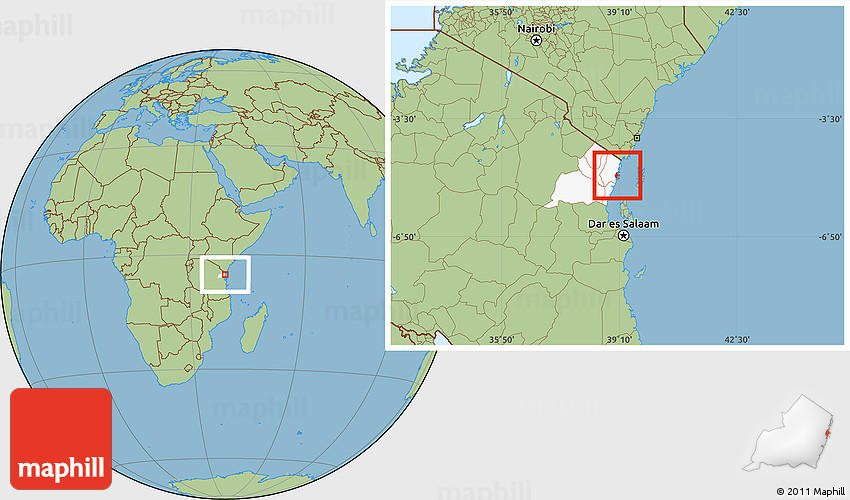 Map Of Tanga Region Savanna Style Location Map Of Tanga, Highlighted Parent Region